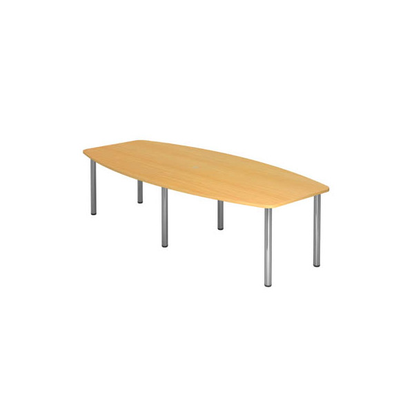 4032062034880 - Konferenztisch manuell höhenverstellbar 72-74cm (H) 280cmx85-130cm (BxT) 10 Personen Tonnenform buche   chrom 4032062034880