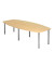 Konferenztisch, manuell höhenverstellbar 72-74cm (H), 280cmx85-130cm (BxT), 10 Personen, Tonnenform, ahorn / chrom