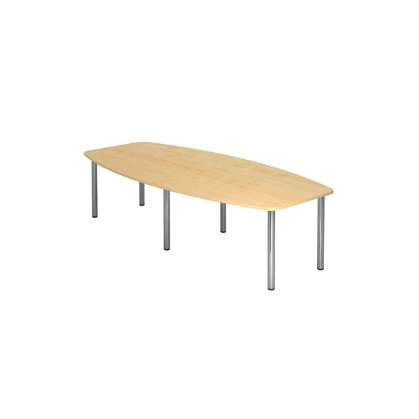 4032062034866 - Konferenztisch manuell höhenverstellbar 72-74cm (H) 280cmx85-130cm (BxT) 10 Personen Tonnenform ahorn   chrom 4032062034866