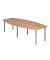 Konferenztisch, manuell höhenverstellbar 72-74cm (H), 280cmx85-130cm (BxT), 10 Personen, Tonnenform, nussbaum / chrom