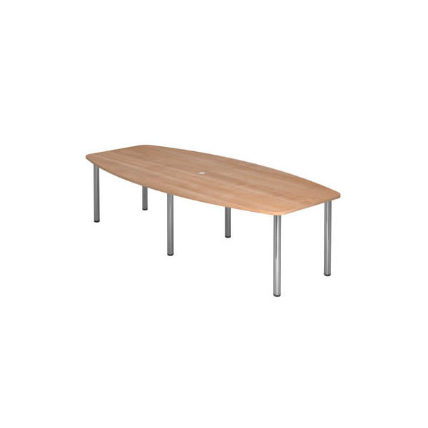 4032062034897 - Konferenztisch manuell höhenverstellbar 72-74cm (H) 280cmx85-130cm (BxT) 10 Personen Tonnenform nussbaum   chrom 4032062034