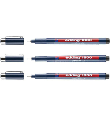 Fineliner-Set 1800 profipen, 1800-3S, nachtblau (Schreibfarbe: schwarz), 0,1+0,3+0,5mm