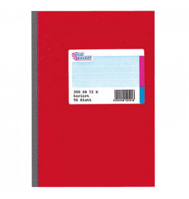 Geschäftsbuch 86-1427201, rot, A4, kariert, 70g, 96 Blatt / 192 Seiten