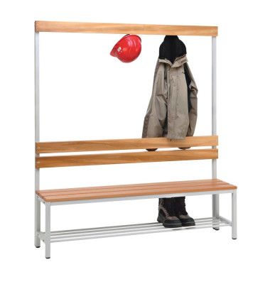 Garderobenbank 57153-1, Holz, 150cm, freistehend, mit Hakenleiste, mit Schuhregal, buche/lichtgrau Garderobenbank 57153-1, Holz, 150cm, freistehend, mit Hakenleiste, mit Schuhregal, buche/lichtgrau