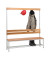 Garderobenbank 57153-1, Holz, 150cm, freistehend, mit Hakenleiste, mit Schuhregal, buche/lichtgrau