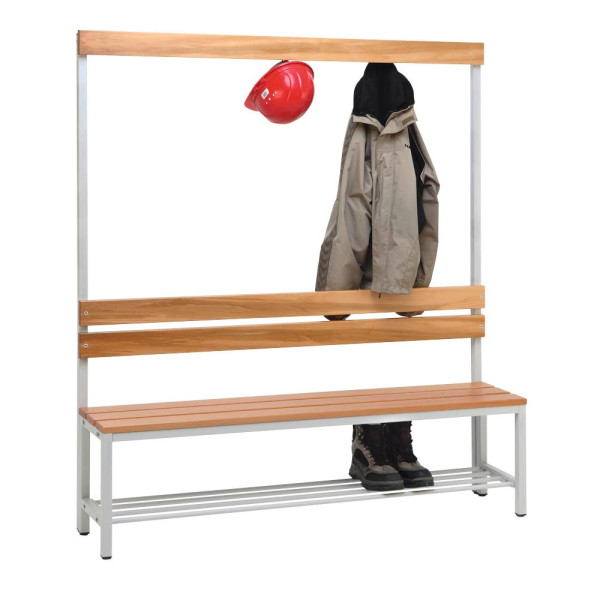 4260054775415 - Garderobenbank 57153-1 Holz 150cm freistehend mit Hakenleiste mit Schuhregal buche lichtgrau 4260054775415 SZ Metall 4260054775415 - Garderobenbank 57153-1 Holz 150cm freistehend mit Hakenleiste mit Schuhregal buche lichtgrau 4260054775415 SZ Metall