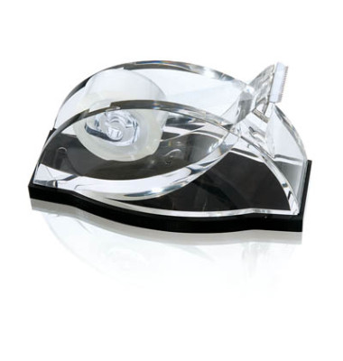 Klebebandabroller Acryl Exklusiv 609001, für Klebebänder bis 19mm x 33m, transparent/schwarz