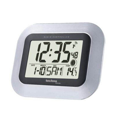 Funkwanduhr WS 8005 digital silber 226x180x30mm Funkwanduhr WS 8005 digital silber 226x180x30mm