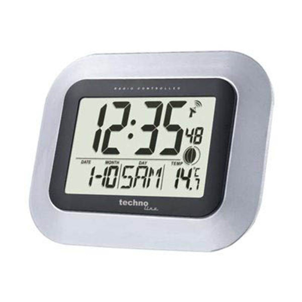 4029665080055 -  Wanduhr WS 8005 WS 8005 silber Ø 30 cm abgerundet digital 4029665080055 Technoline