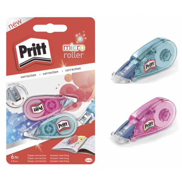 4015000435253 - Korrekturroller PRKM2 Micro pink & blau transparent 5mm x 6m Einweg in Blister 4015000435253 2 Stück