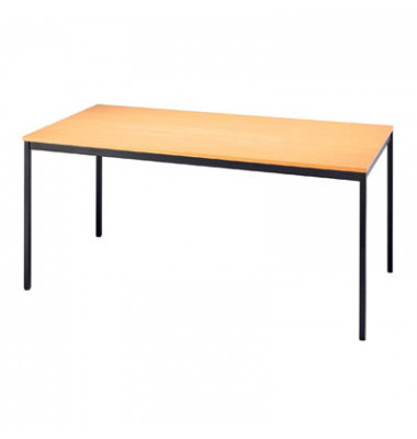 Konferenztisch ohne VVS16/6, 72cm (H), 160x80cm (BxT), 6 Personen, rechteckig, buche / schwarz