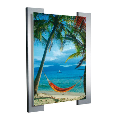 Plakat-Klapprahmen Look, 43653014, silber/transparent, A4, 2 aluminium farbenen Tr&auml;gerleisten aus Stahl, pulverbeschichtet