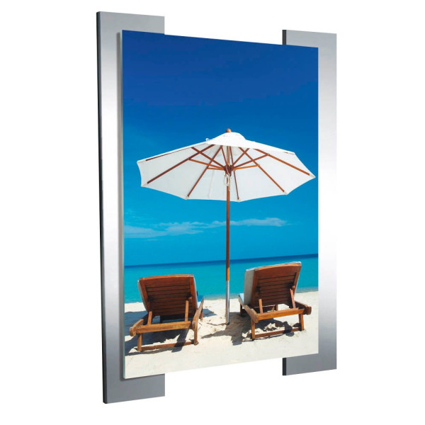 Kerkmann Plakat-Klapprahmen Look, 43652814, silber/transparent, A2, 2 aluminium farbenen Trägerleisten aus Stahl, pulverbeschichtet