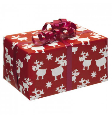 Geschenkpapier Blögg Rentiere rot 50cm x 20m Geschenkpapier Blögg Rentiere rot 50cm x 20m