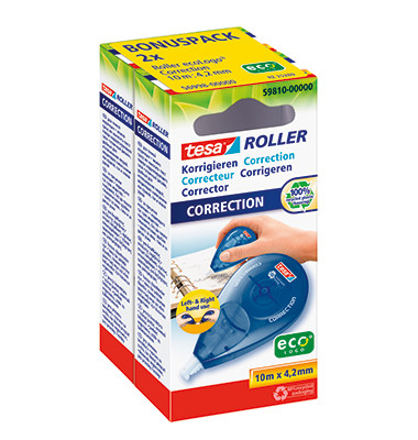 Korrekturroller 56998-00000-00 ecoLogo, blau/transparent, 4,2mm x 10m, Einweg, in Karton