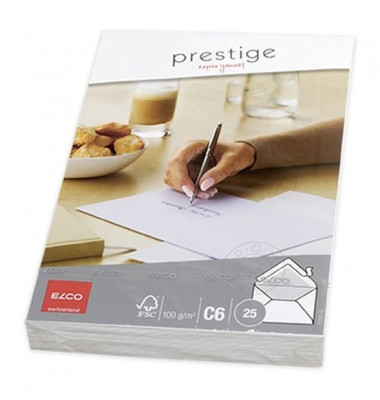 Briefumschläge Prestige C6 ohne Fenster mit Wasserzeichen haftklebend 100g weiß 25 Stück