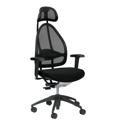 Bürostuhl Open Art, schwarz / schwarz, mit Armlehnen, bis 110kg