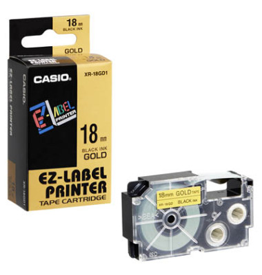 Schriftband XR-18GD1 18mm x 8m schwarz/gold laminiert stark selbstklebend