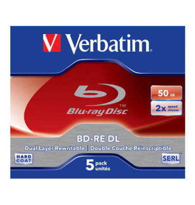 Bluray-Rohlinge 43760 BD-RE, Double Layer, wiederbeschreibbar, 50 GB, Jewel Case 