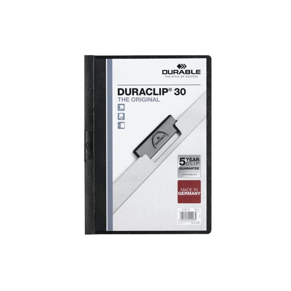 5 Stück Durable Klemmhefter DURACLIP 30 222701, A4 schwarz, für ca. 30 Blatt, Polyvinylchlorid (PVC) 4005546203690 Durable 5 Stück
