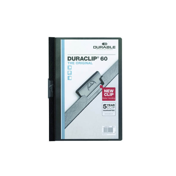 5 Stück Durable Klemmhefter DURACLIP 60 223801, A4 schwarz, für ca. 60 Blatt, Polyvinylchlorid (PVC) 4005546224039 Durable 5 Stück