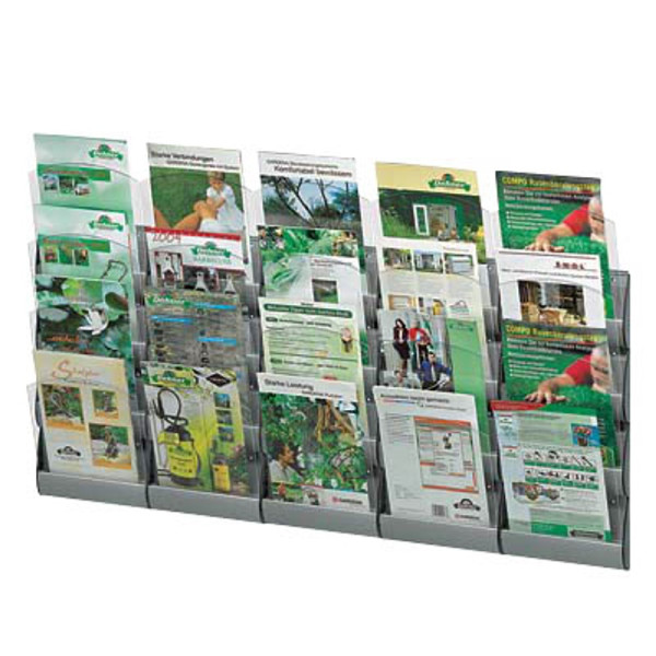 3660141239157 - Prospekthalter Integral 232 x 69 x 9 cm (B x H x T) 1 3 DIN A4 DIN A5 Polystyrol alu 4 Fächer