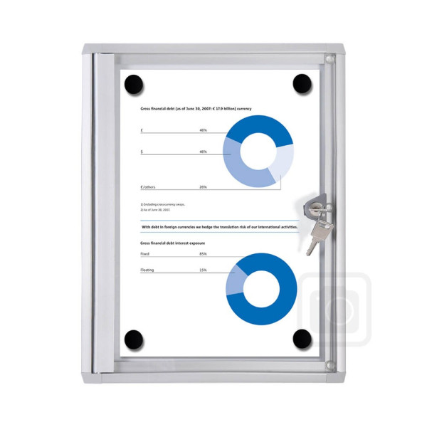 8595578361049 - Schaukasten XS 1 x A4 Metallrückwand weiß grau magnetisch 8595578361049 Showdown Displays