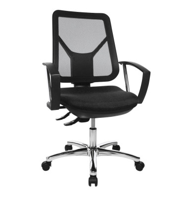 Bürostuhl ErgoSteelNet, schwarz / chrom, mit Armlehnen, bis 110kg