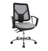 Bürostuhl ErgoSteelNet, grau / chrom, mit Armlehnen, bis 110kg