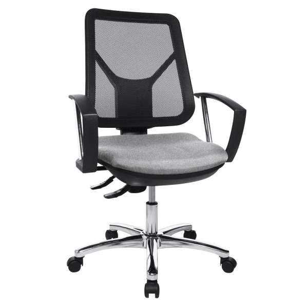 4014296122526 - Bürostuhl ErgoSteelNet grau   chrom mit Armlehnen bis 110kg 4014296122526 Topstar