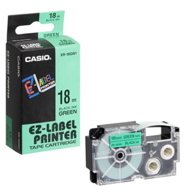 Schriftband XR-18GN1 18mm x 8m schwarz/grün laminiert stark selbstklebend