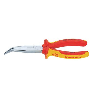 VDE-Flachrundzange mit Schneide, gebogen/2626200 200 mm VDE isoliert VDE-Flachrundzange mit Schneide, gebogen/2626200 200 mm VDE isoliert