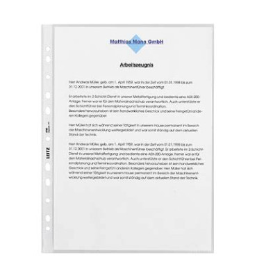 Prospekthüllen 4790-00-00 Standard, A4 transparent genarbt, oben offen, 0,09mm
