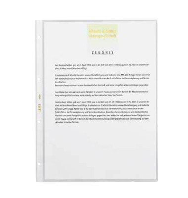 Prospekthüllen Super Premium 4734-00-00 Standard, A4 glasklar glatt, oben offen, 0,08mm