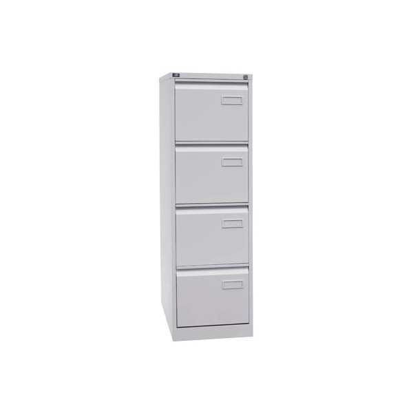BISLEY Light Hängeregistraturschrank, einbahnig, DIN A4, 4 HR-Schubladen, 100 Prozent Schubladenauszug, Metall, 645 Lichtgrau, 62.2 x 41.3 x 132.1 cm