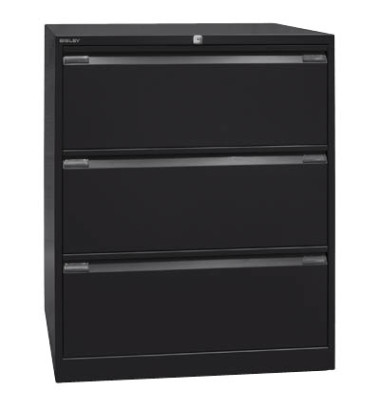 H&auml;ngeregistraturschrank DF3633 Office, schwarz, 3 Schubladen, 2-bahnig