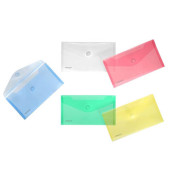 Dokumententasche 40103-94, Din Lang, transparent blau/gr&uuml;n/rot/gelb und farblos, Polypropylen (PP), Klettverschluss