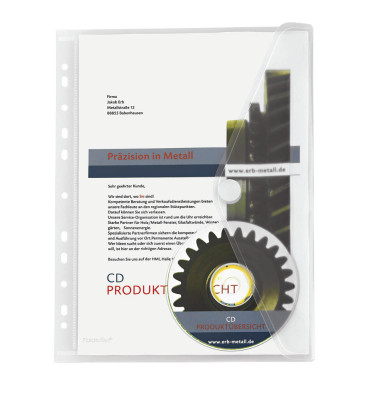 Dokumententasche 40109-04, A4, transparent farblos, Polypropylen (PP), Klettverschluss