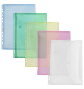 Dokumententasche 40109-94, A4 hoch, transparent 2 x farblos/blau/gr&uuml;n/gelb/rot, Polypropylen (PP), Klettverschluss