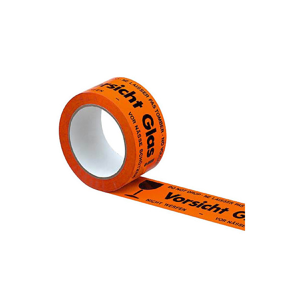 4255704300697 - Signalpackband 100052 Vorsicht Glas 50mm x 66m PP leise abrollbar orange schwarz 4255704300697 66 Meter