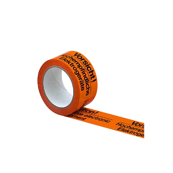 4255704301007 - Signalpackband 100053 Vorsicht! Hochempfindliche Elektrogeräte 50mm x 66m 53my orange schwarz 4255704301007 50 Meter