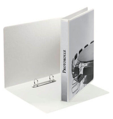 Präsentationsringbuch Panorama 49738, A4 2 Ringe 20mm Ring-Ø Kunststoff, 2 Außentaschen, weiß