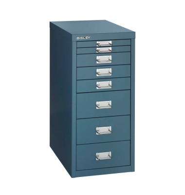Schubladenschrank MultiDrawer™ 29er Serie L298105, Stahl, 8 Schubladen (Vollauszug), A4, 27,8 x 59 x 38 cm, blau