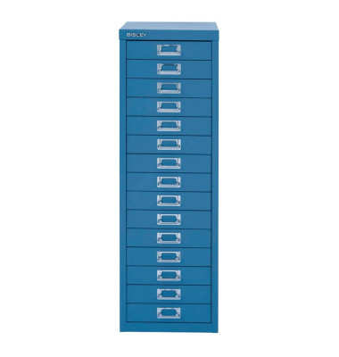 Schubladenschrank MultiDrawer™ 39er Serie L3915105, Stahl, 15 Schubladen (Vollauszug), A4, 27,9 x 86 x 38 cm, blau
