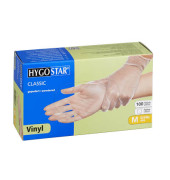 Einweghandschuhe Hygostar Classic, Vinyl, lebensmittelecht, transparent, Größe 8 / M,