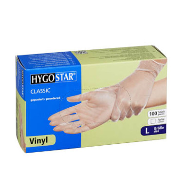 Einmalhandschuhe Hygostar Classic 2691 Lebensmittelecht transparent Größe L/9 Vinyl
