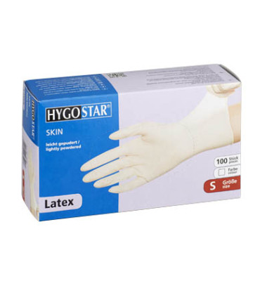 Einmalhandschuhe Hygostar Skin 2656 Lebenmittelecht weiß Größe S/7 Latex