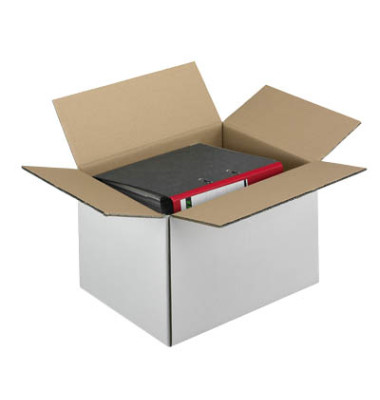 Faltkartons 598607 weiß, bis DIN A3, innen 430x310x250mm, Wellpappe 2-wellig