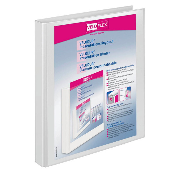 4000225049248 - Präsentationsringbuch VELODUR® 1144196 A4 2 Ringe 16mm Ring-Ø Pappe PP-Folie 2 Außentaschen weiß 4000225049248 Veloflex