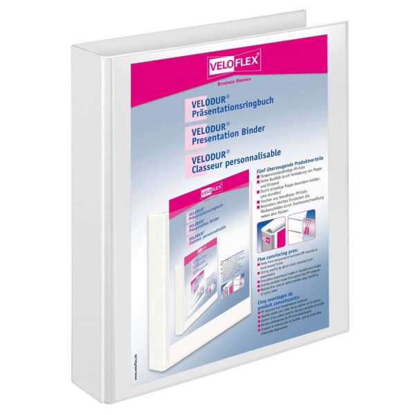 4000225049026 - Präsentationsringbuch VELODUR® 1143196 A4 2 Ringe 25mm Ring-Ø PP-kaschiert 2 Außentaschen weiß 4000225049026 10 Stück 4000225049026 - Präsentationsringbuch VELODUR® 1143196 A4 2 Ringe 25mm Ring-Ø PP-kaschiert 2 Außentaschen weiß 4000225049026 10 Stück